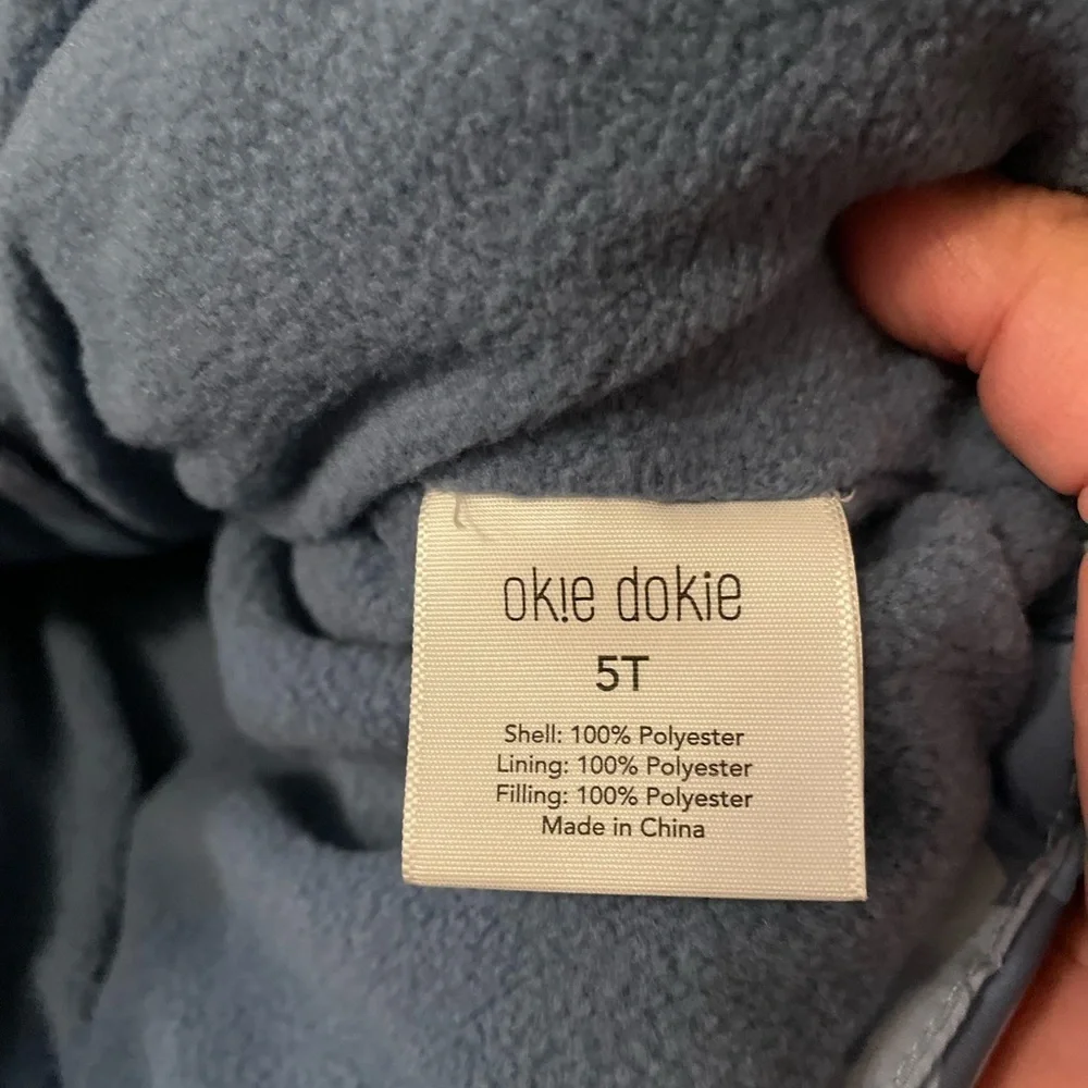 Okie Dokie Kids Dinosaur Puffer Jacket - Blue and Gray size 5T -NWT